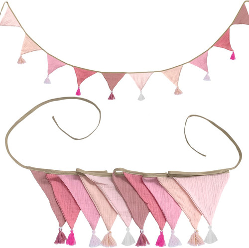 Stoff wimpelkette rosa - rosa, m